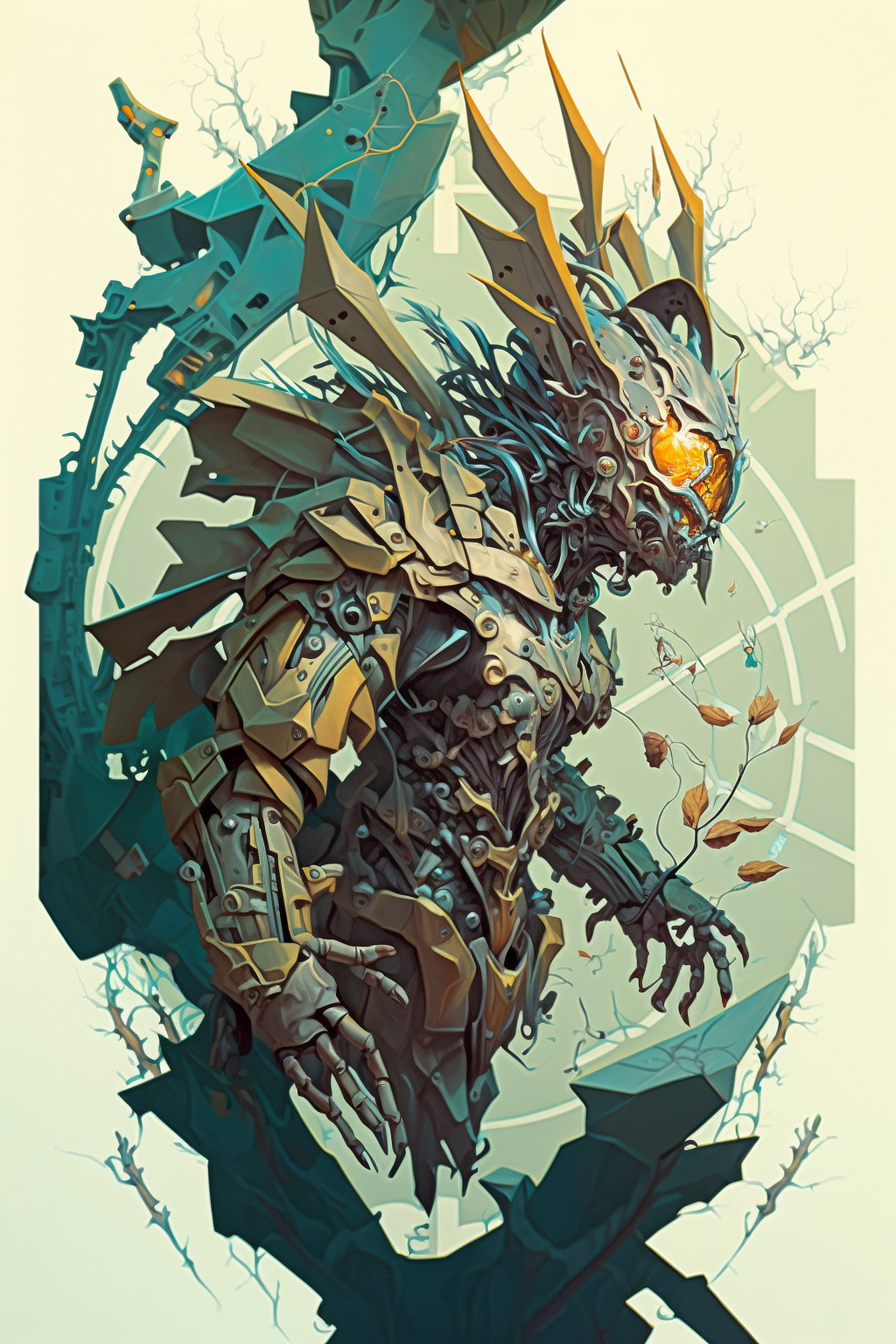 a robot with a yellow eye