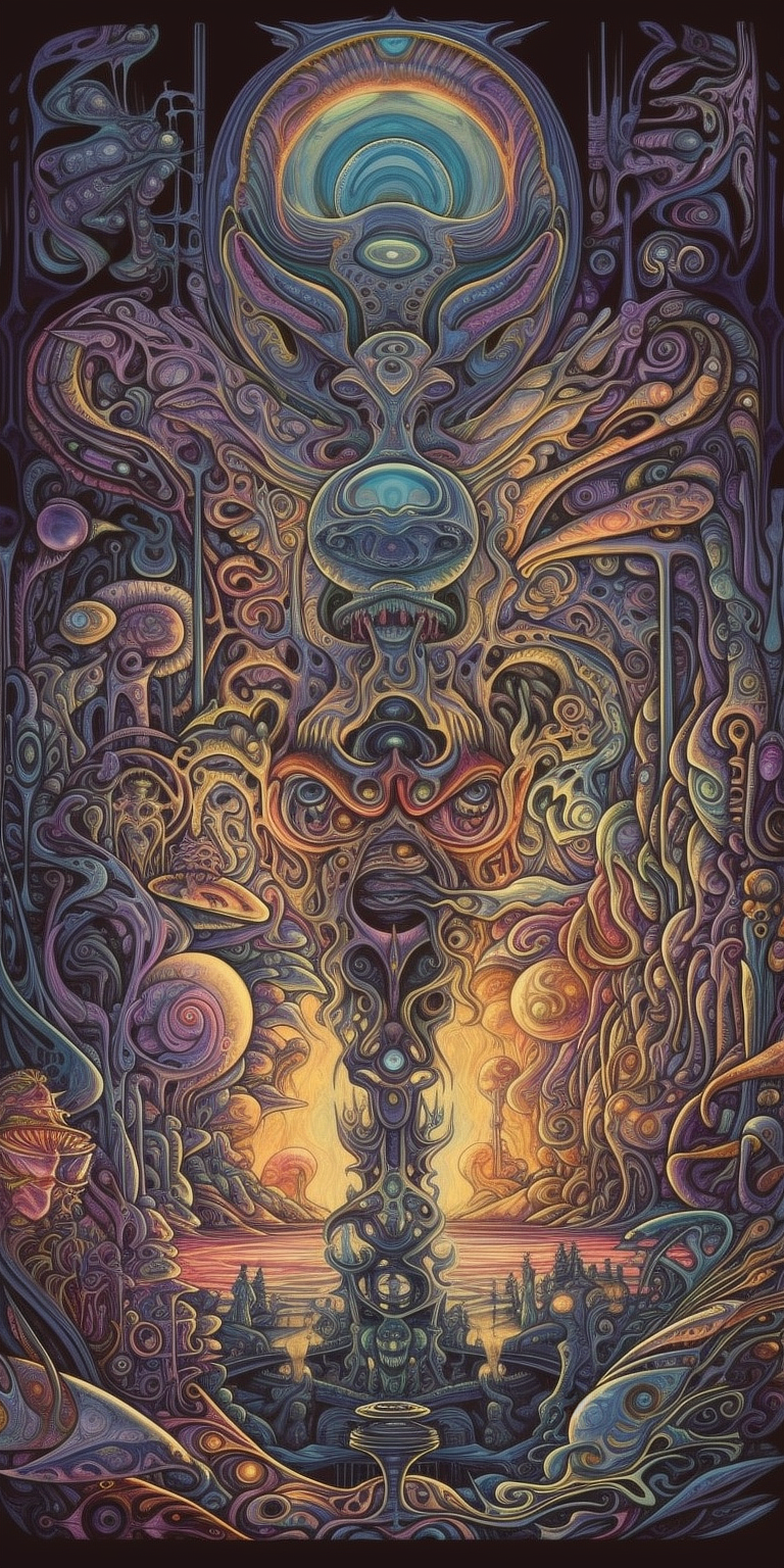 a colorful artwork with many different shapes and colors