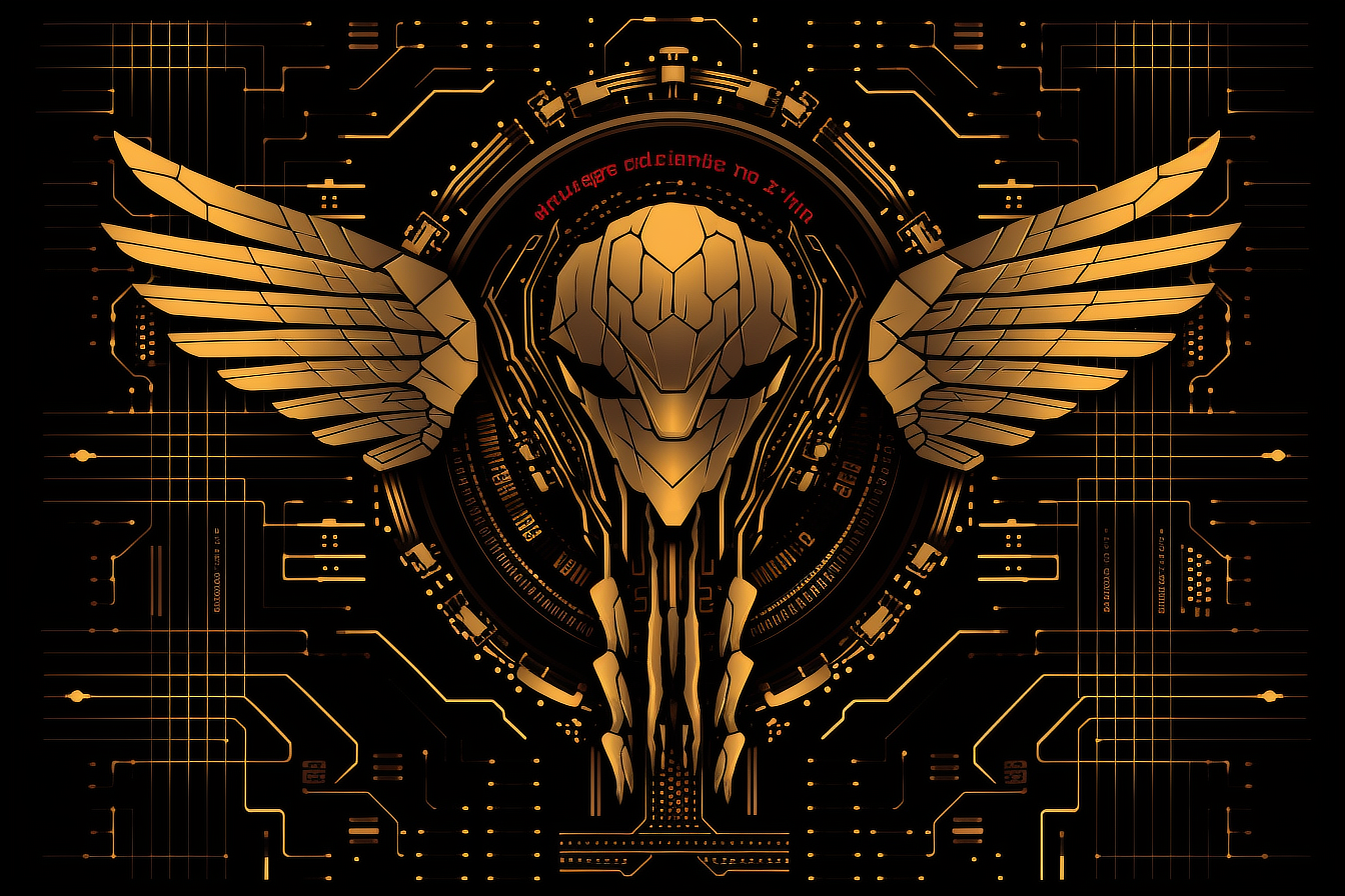 a gold and black graphic design