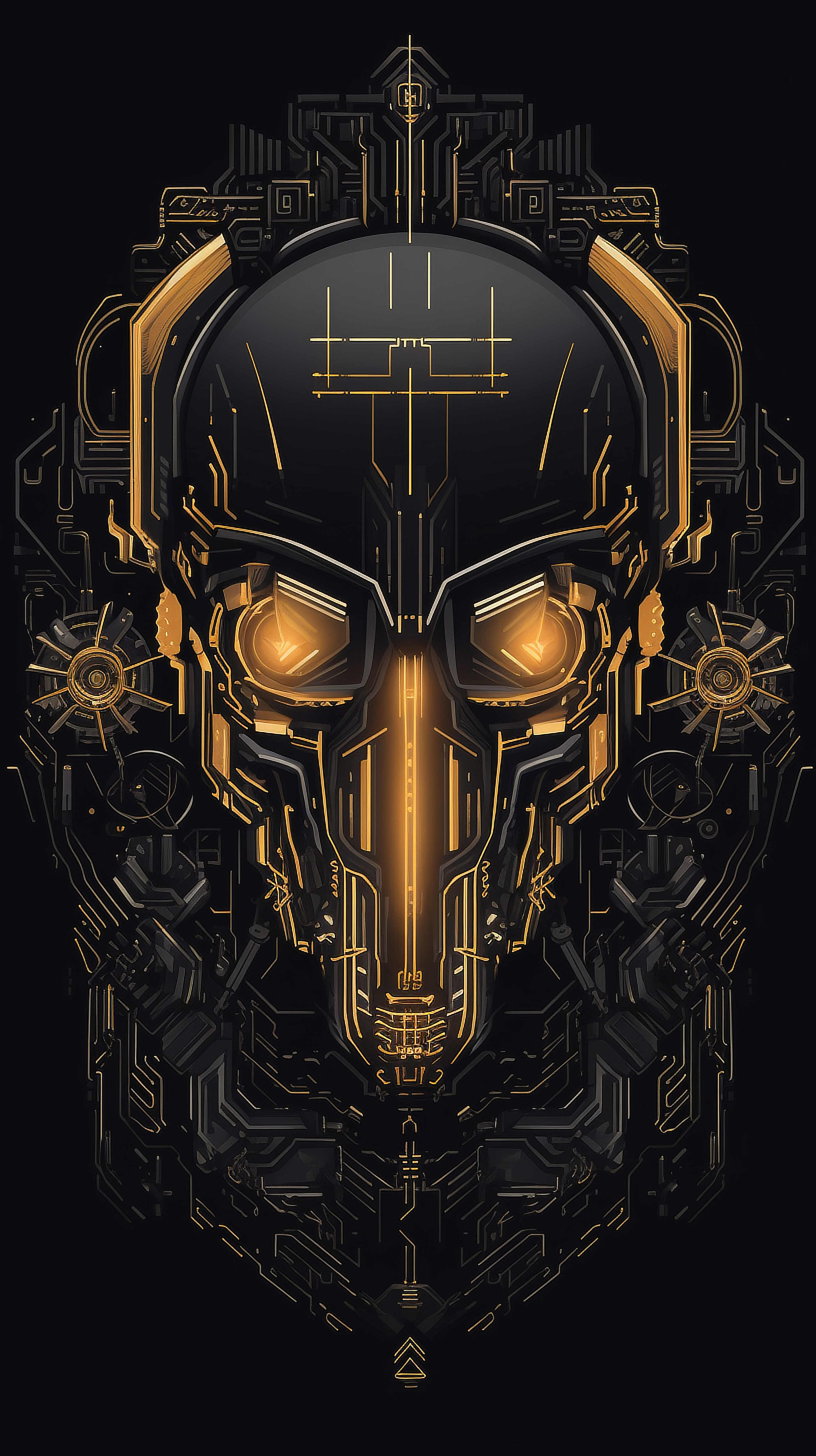 a black and gold robot face