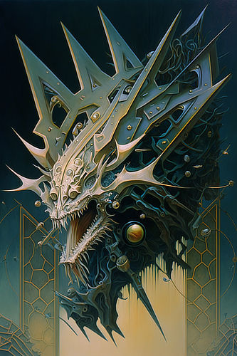 a metal dragon with spikes and spikes
