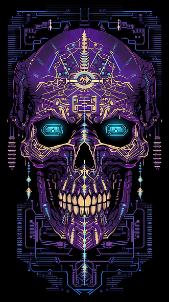 a skull with a glowing design