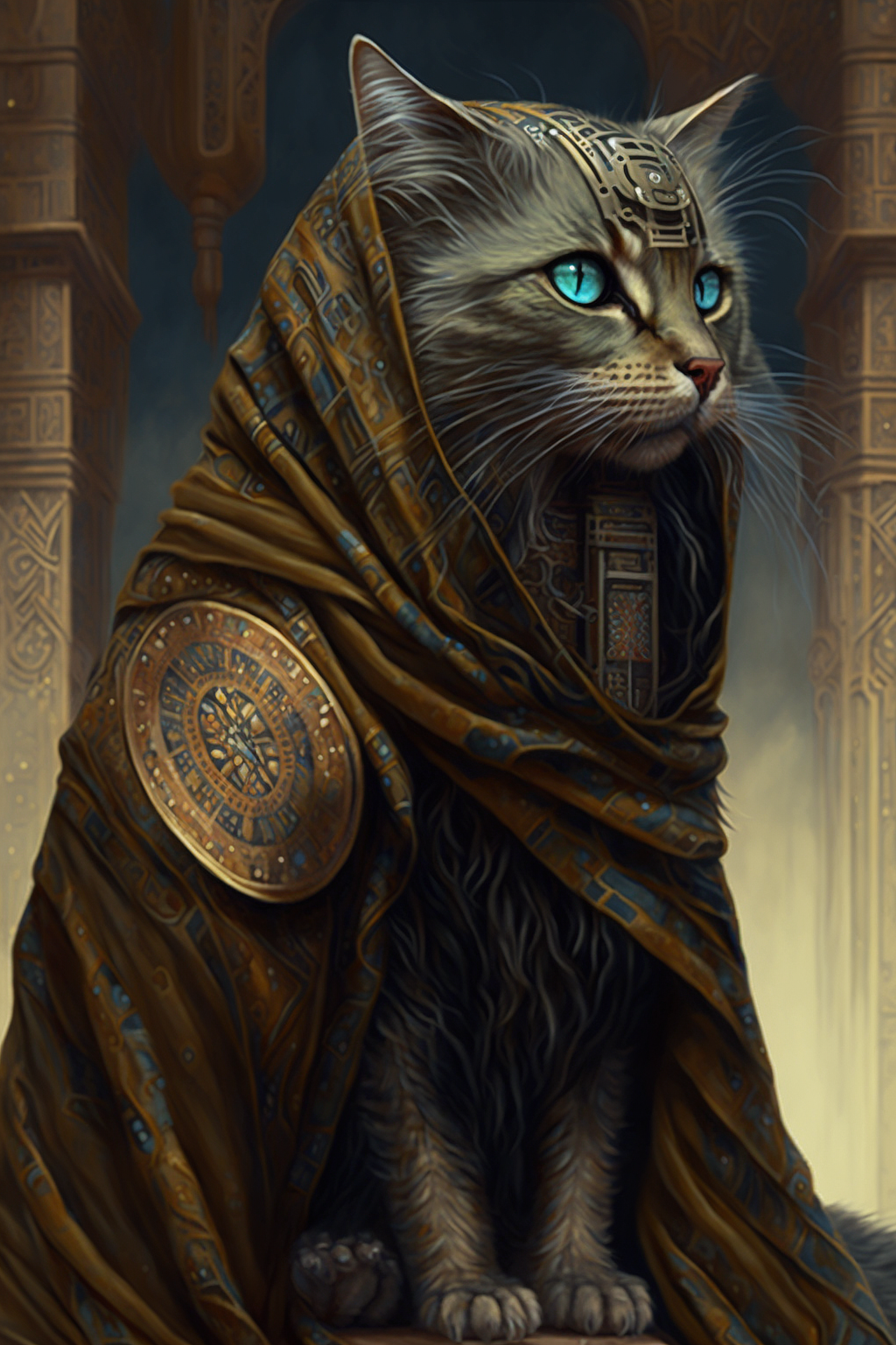 a cat wearing a robe