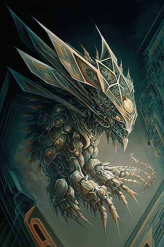 a digital art of a metal creature