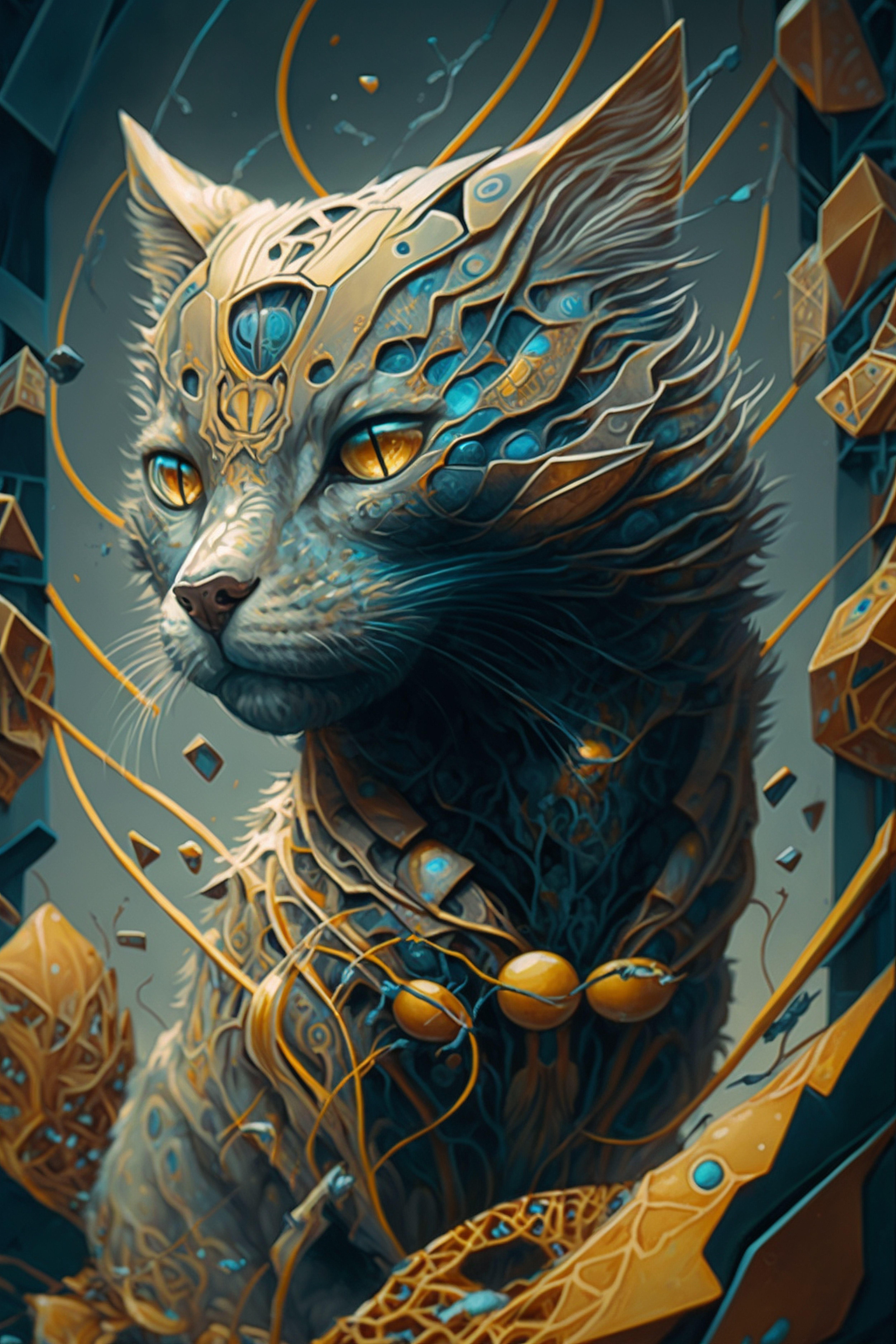 a cat with a futuristic design