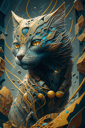 a cat with a futuristic design