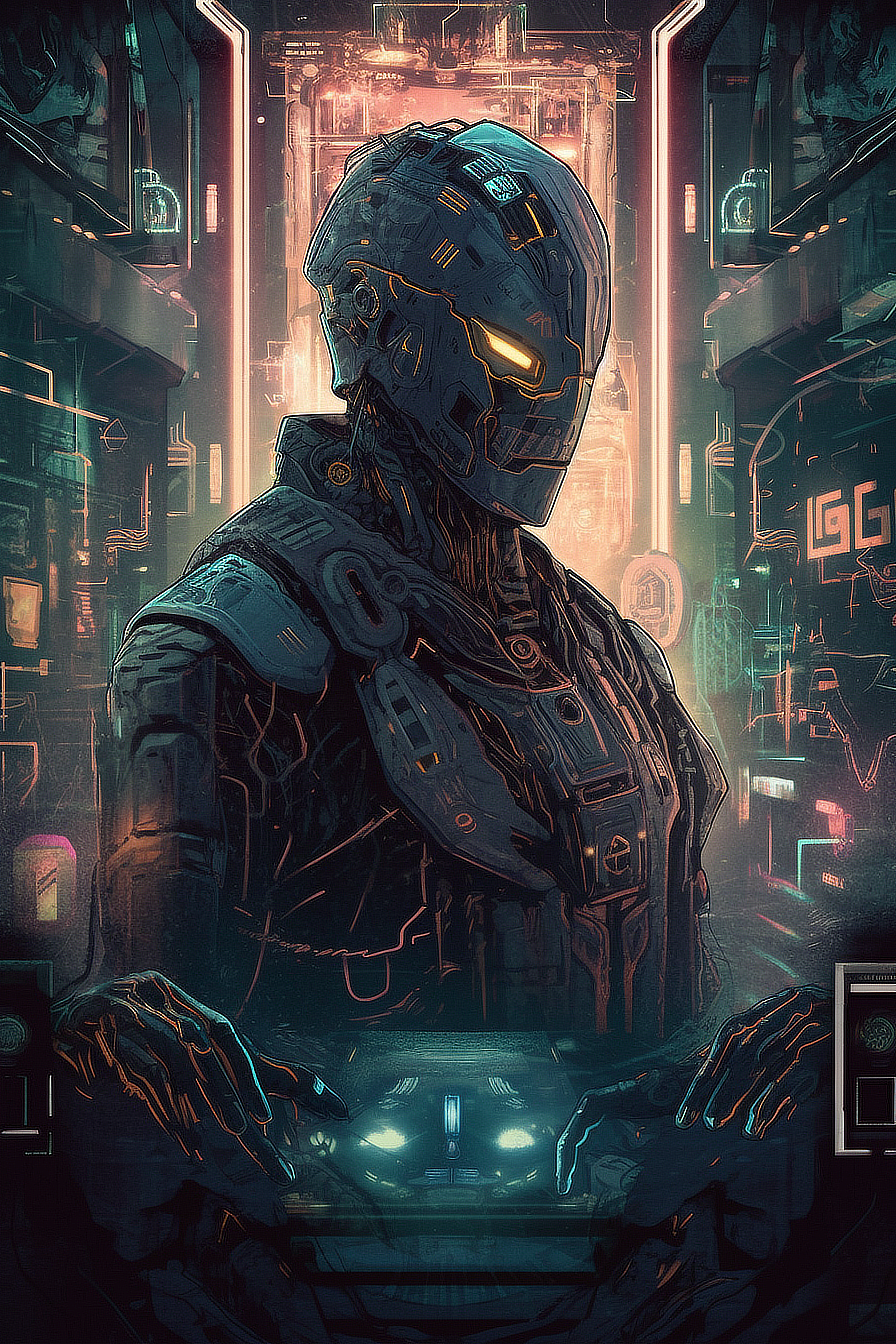 a robot in a futuristic setting