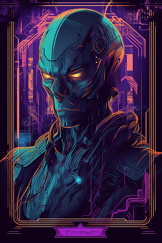 a digital art of a robot