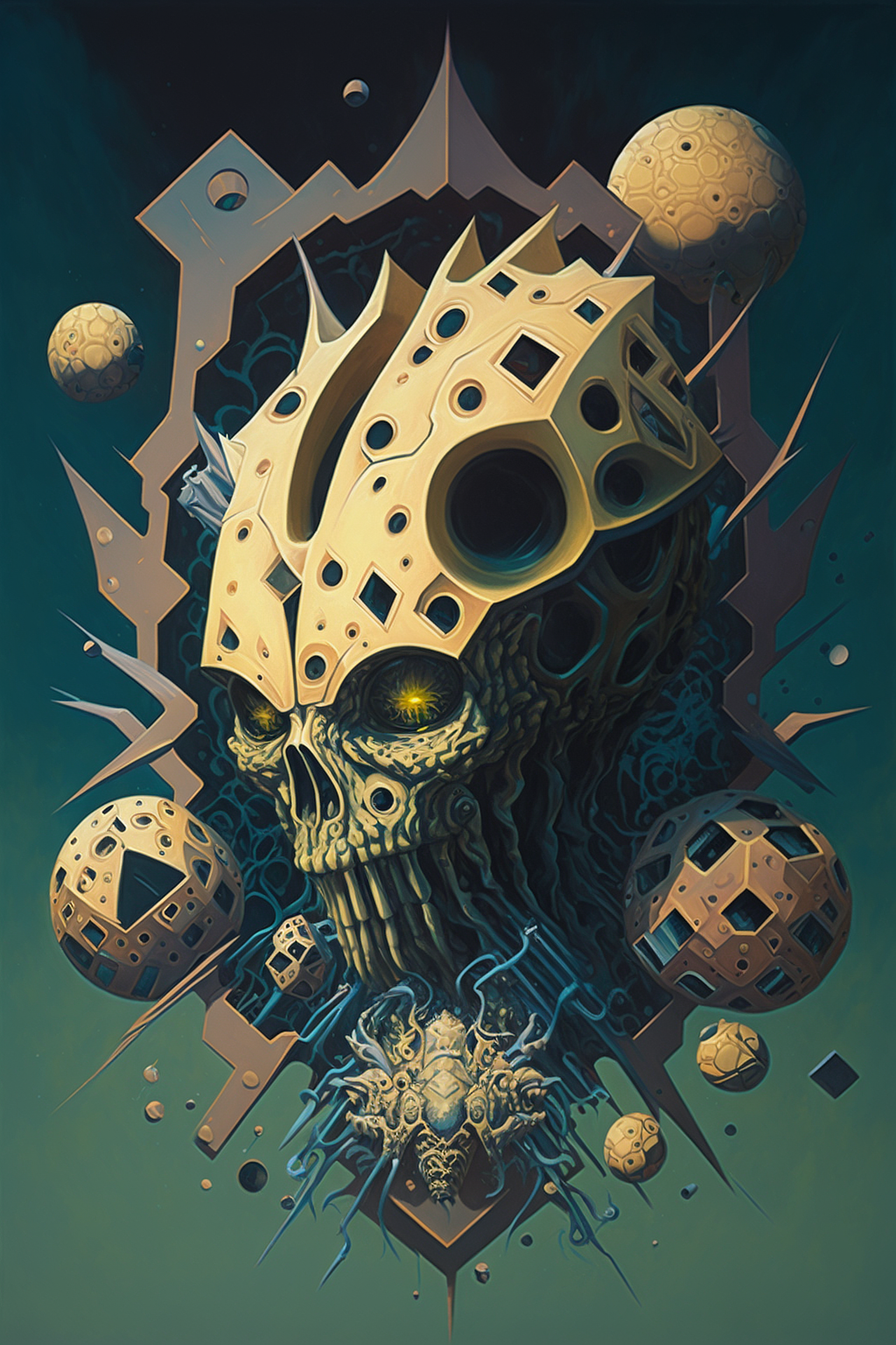 a skull with holes and holes in it