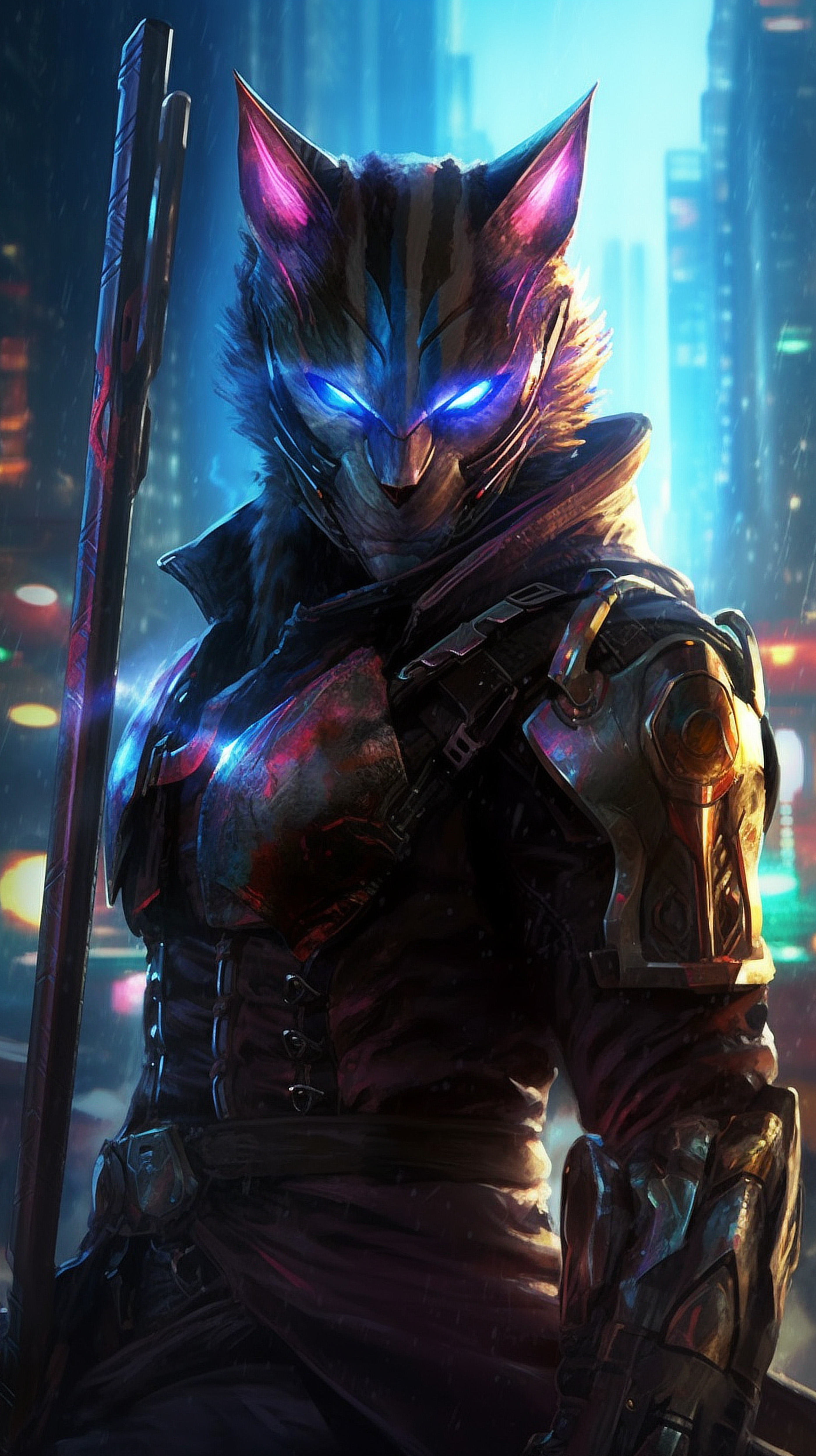 a video game character with a mask and a spear