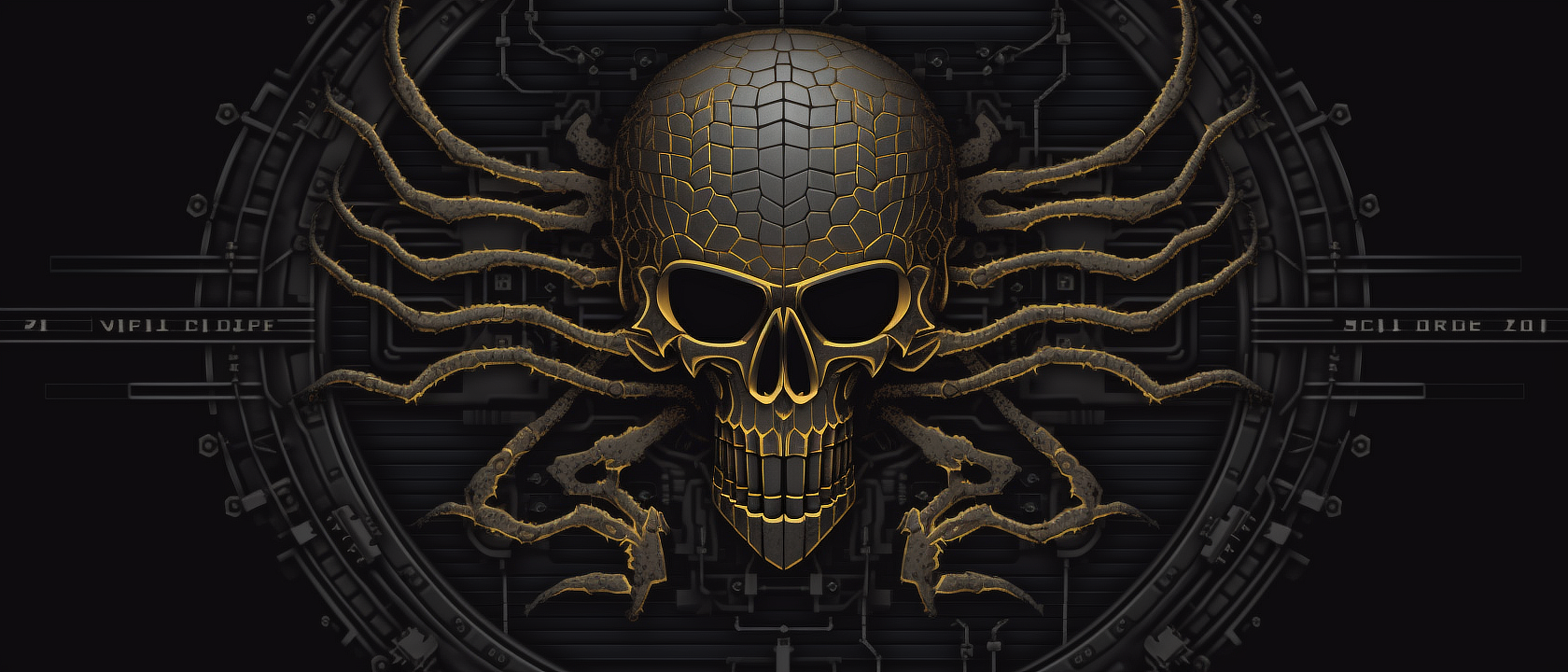 a skull with many arms