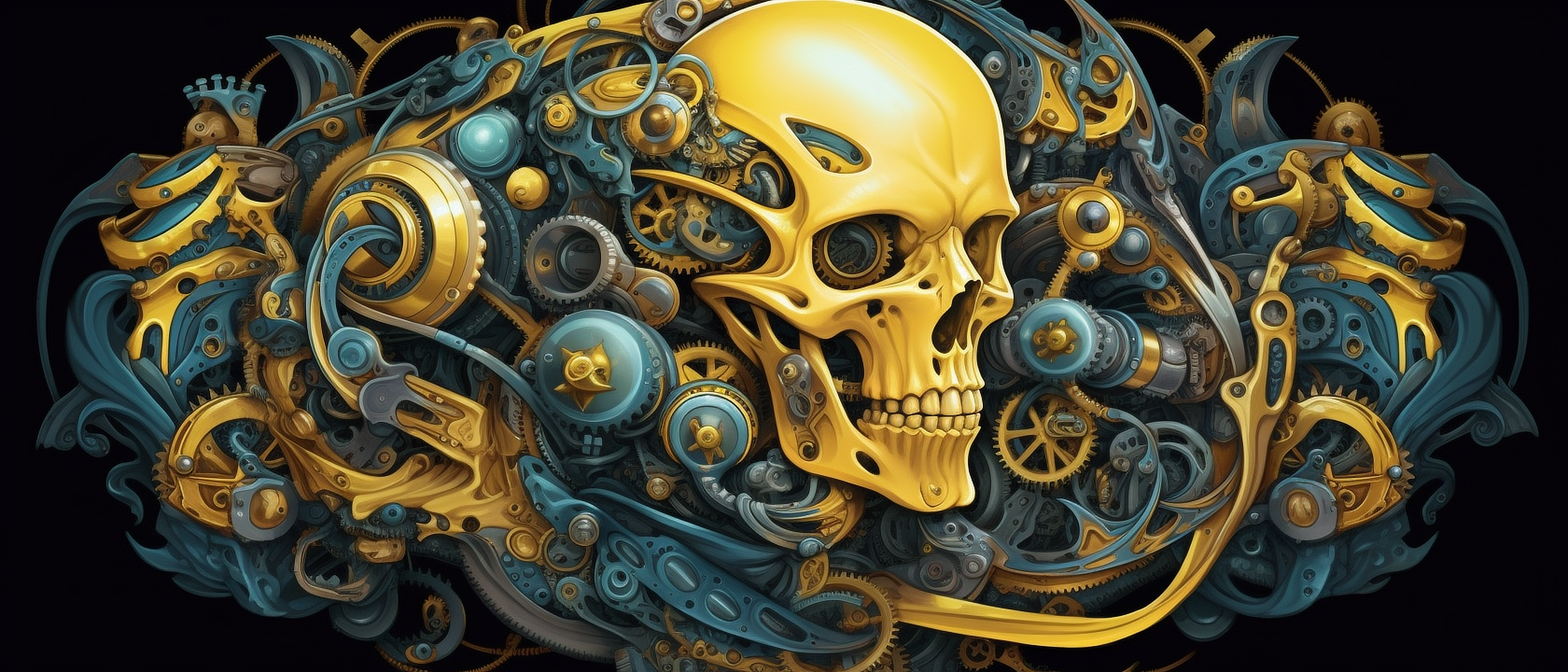 a skull made out of gears and gears