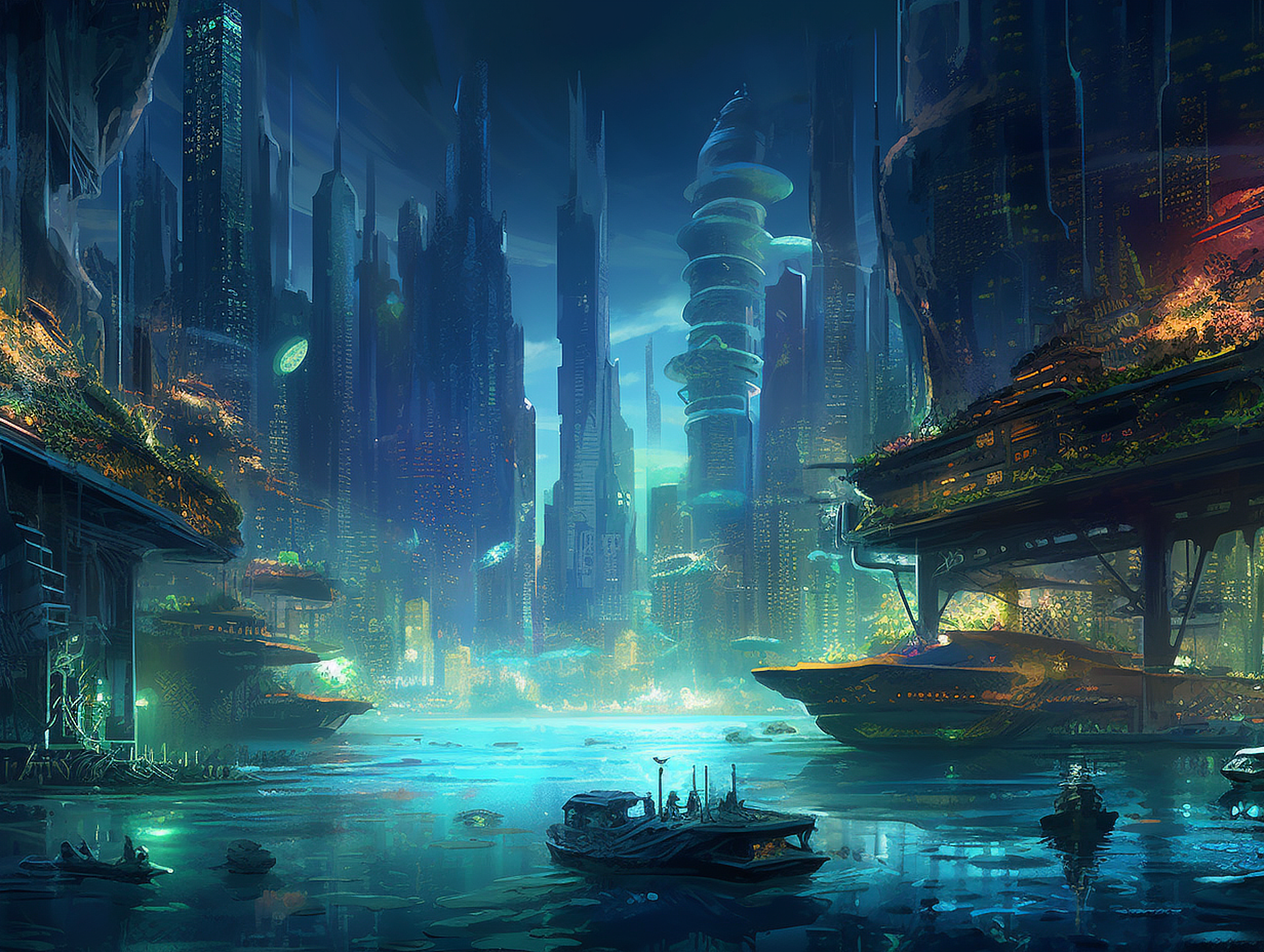 a city with boats in water