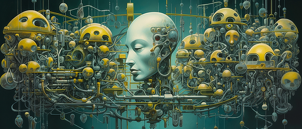 a painting of a robot head