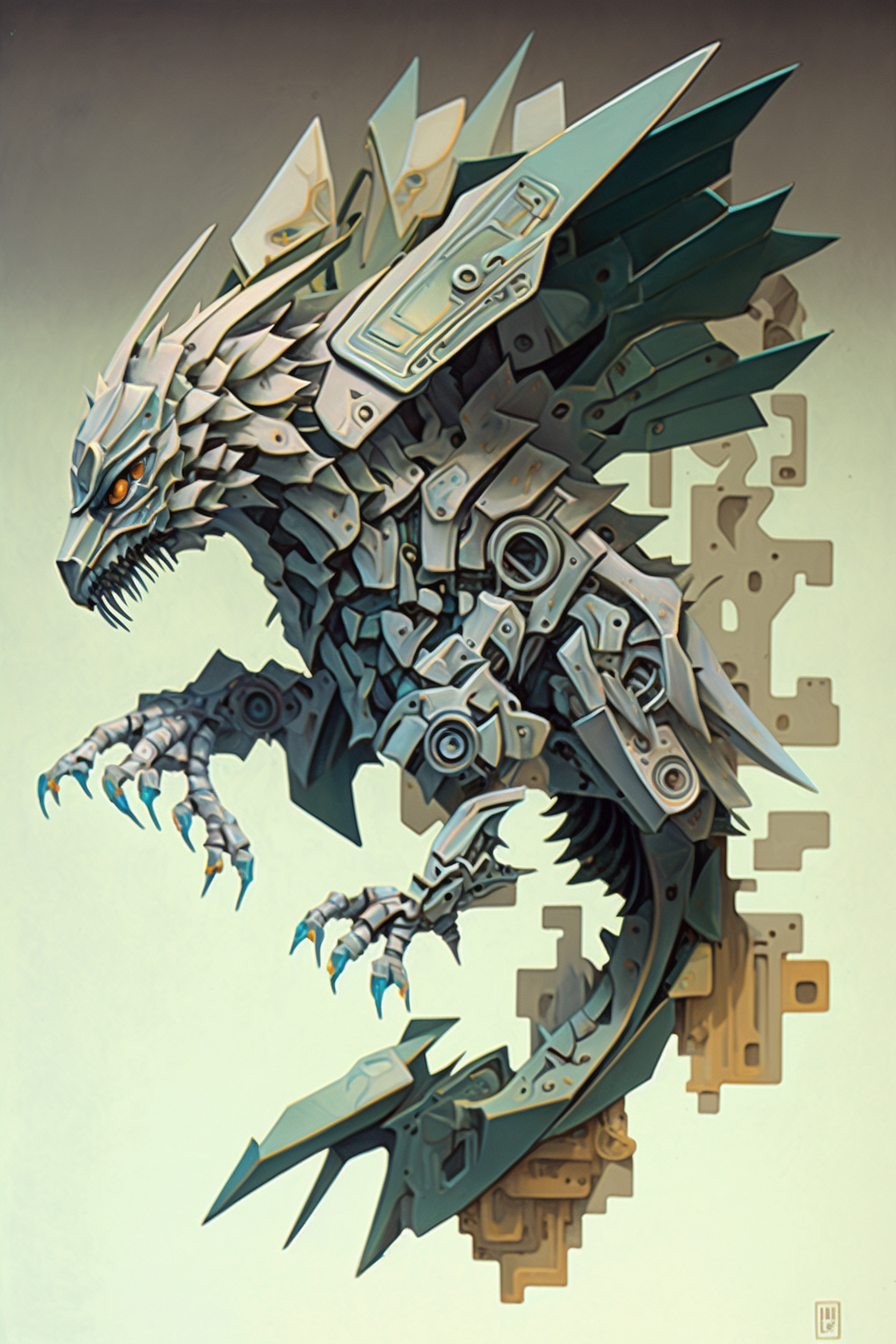 a metal dragon with sharp claws
