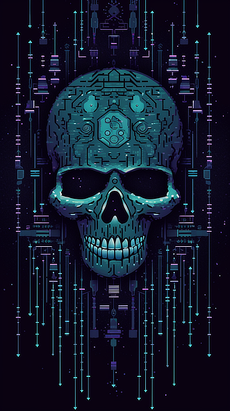 a skull with a circuit board