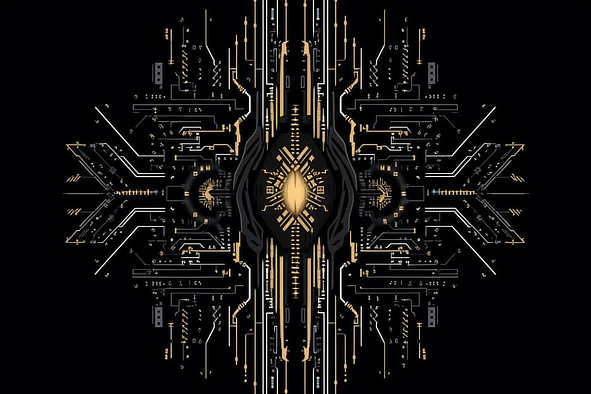 a black and gold computer circuit board