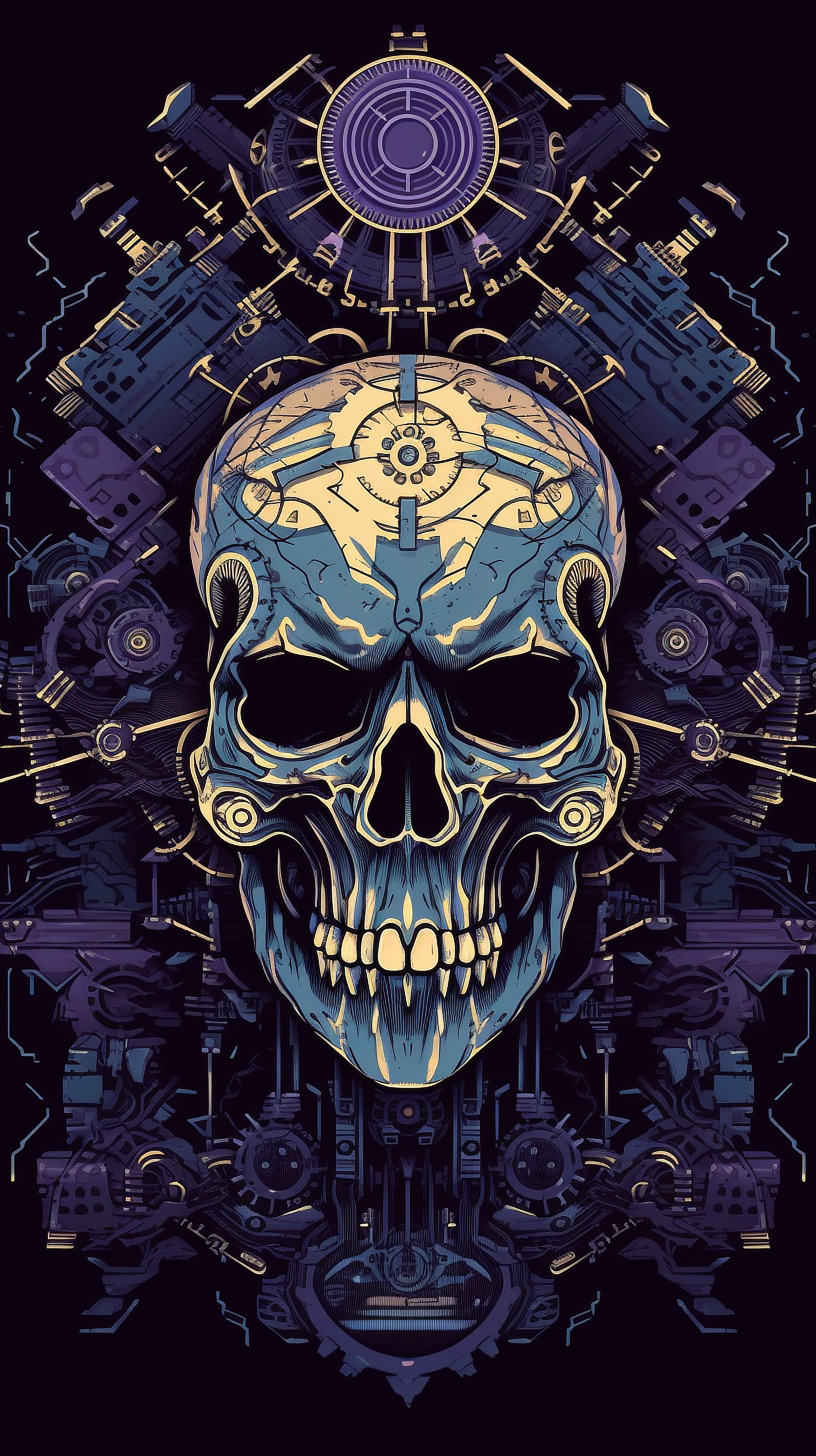 a skull with a mechanical design