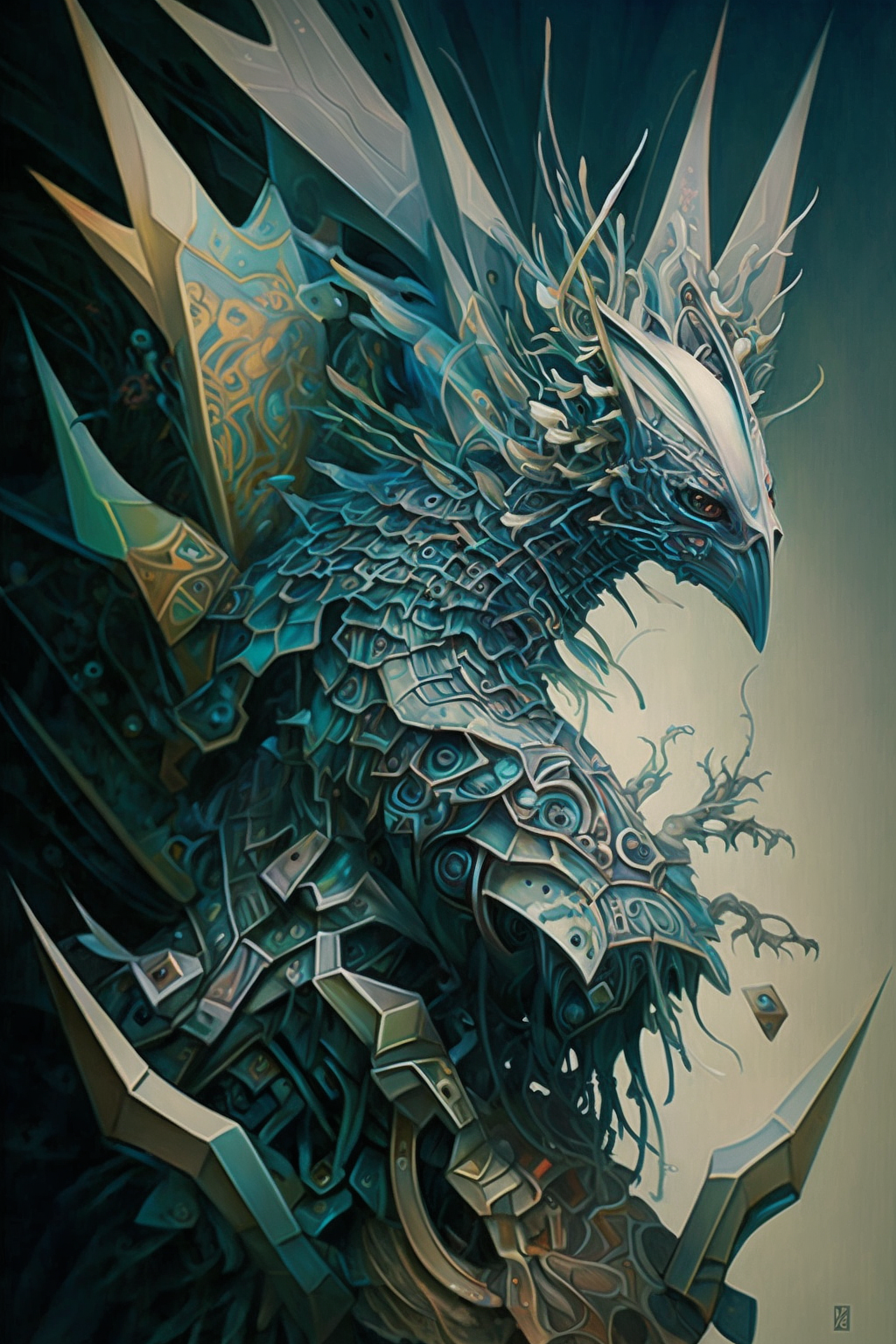 a blue and gold bird