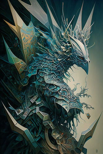 a blue and gold bird