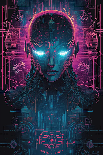 a digital art of a woman