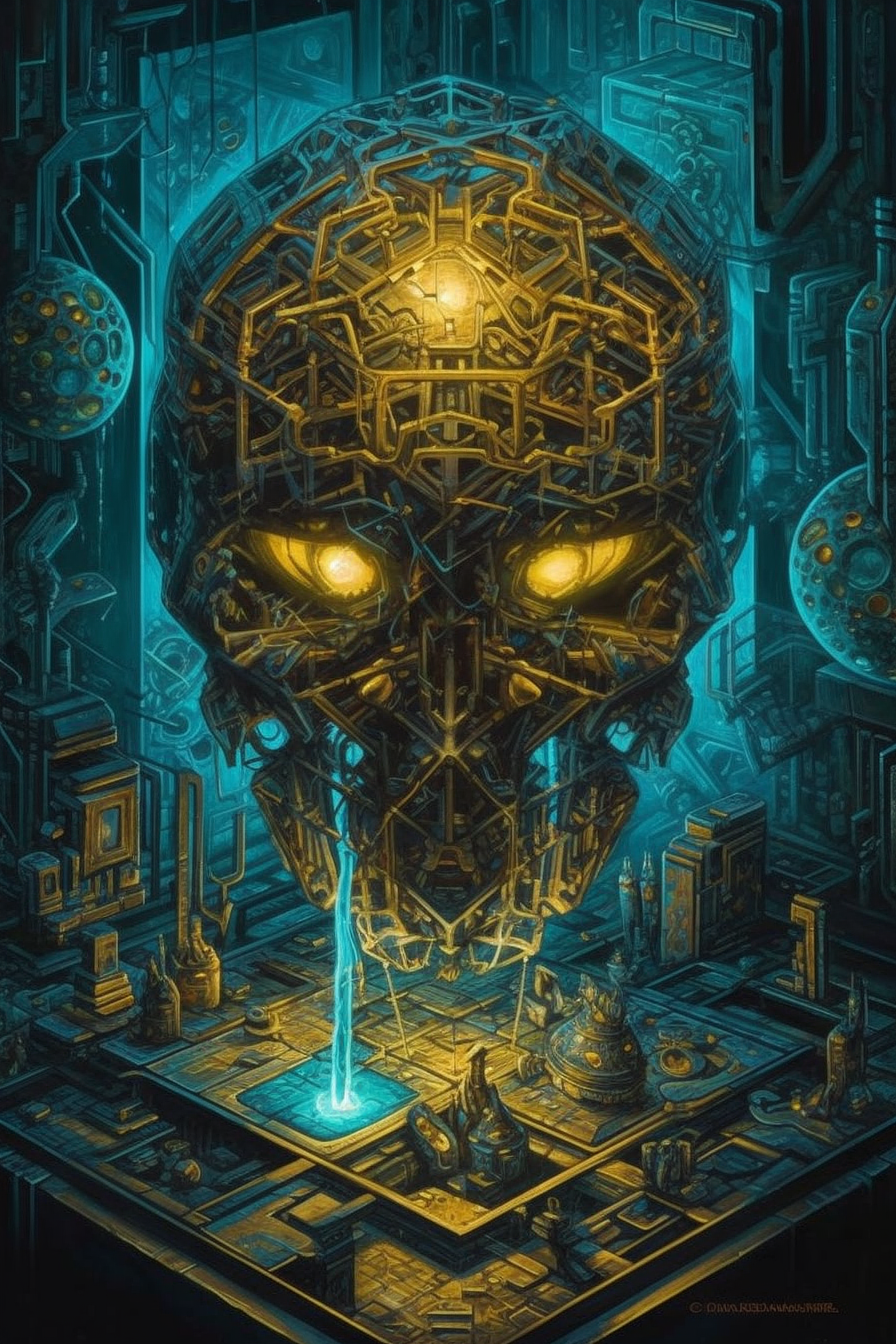 a skull with glowing eyes