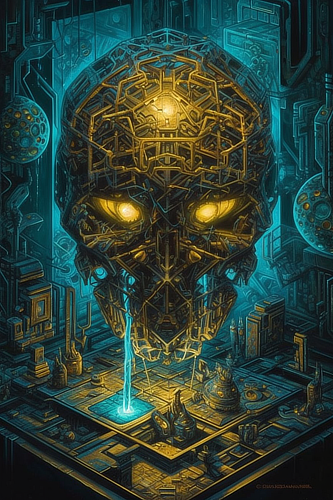 a skull with glowing eyes