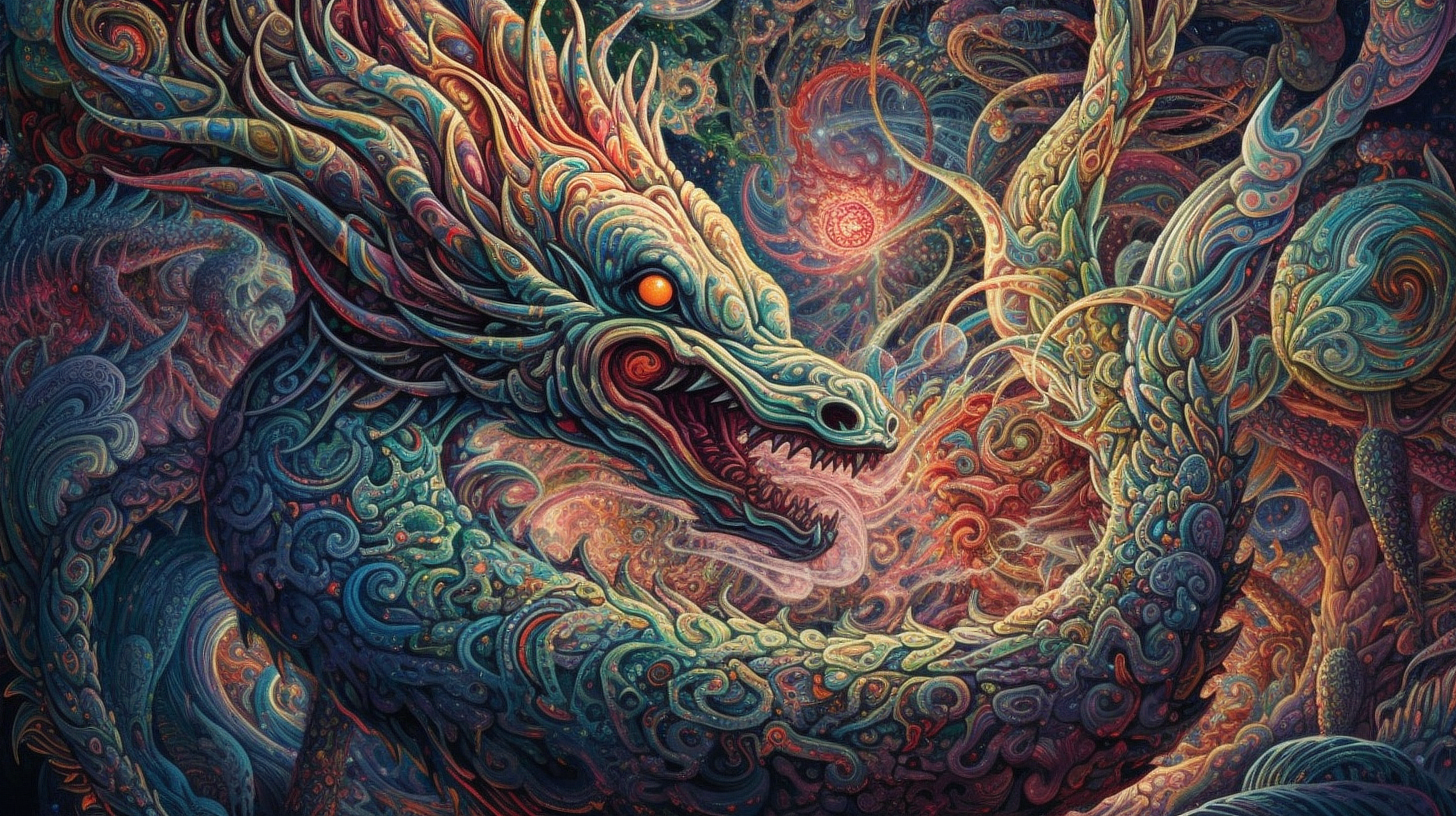 a colorful artwork of a dragon