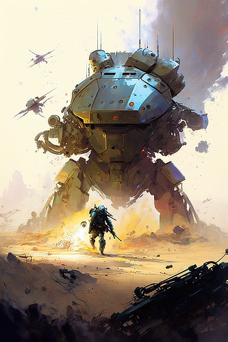 a robot walking towards a person