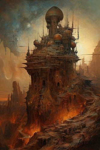 a fantasy landscape with a castle