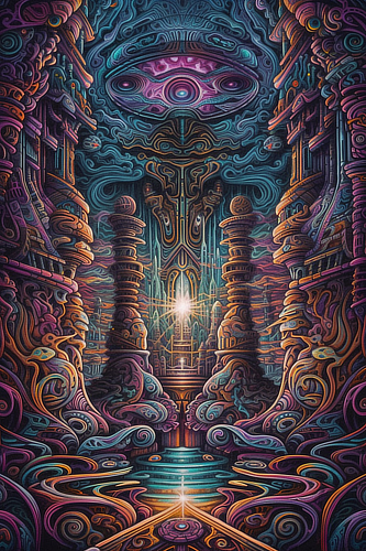 a colorful artwork of a fantasy building