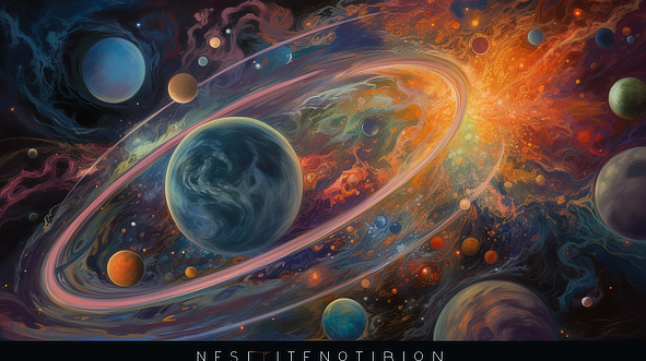 a colorful planets and stars