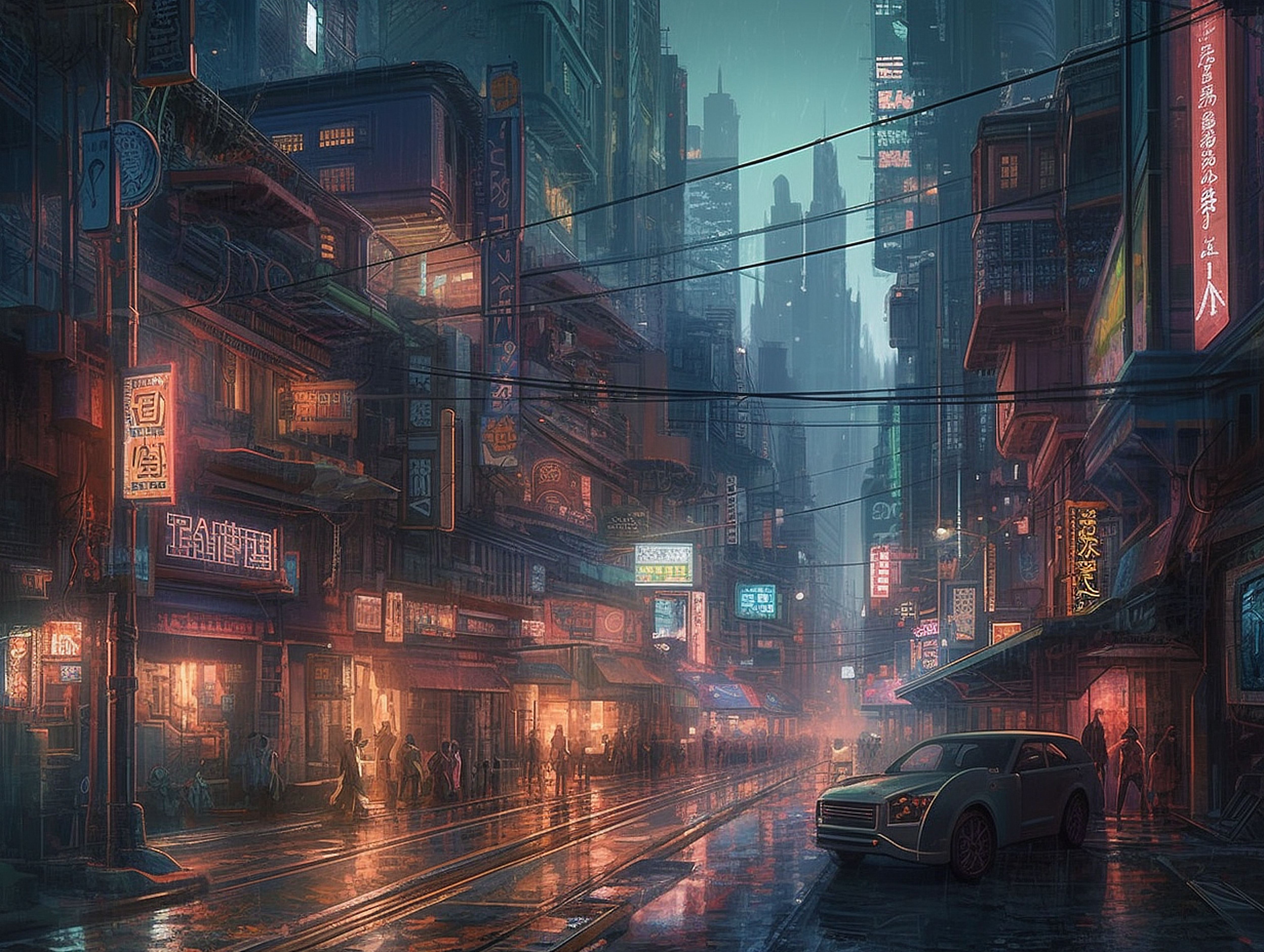 a city street with buildings and cars