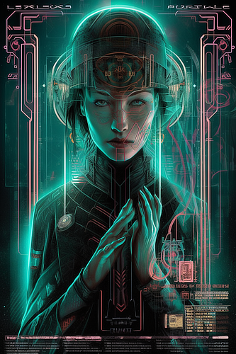 a woman with a futuristic helmet