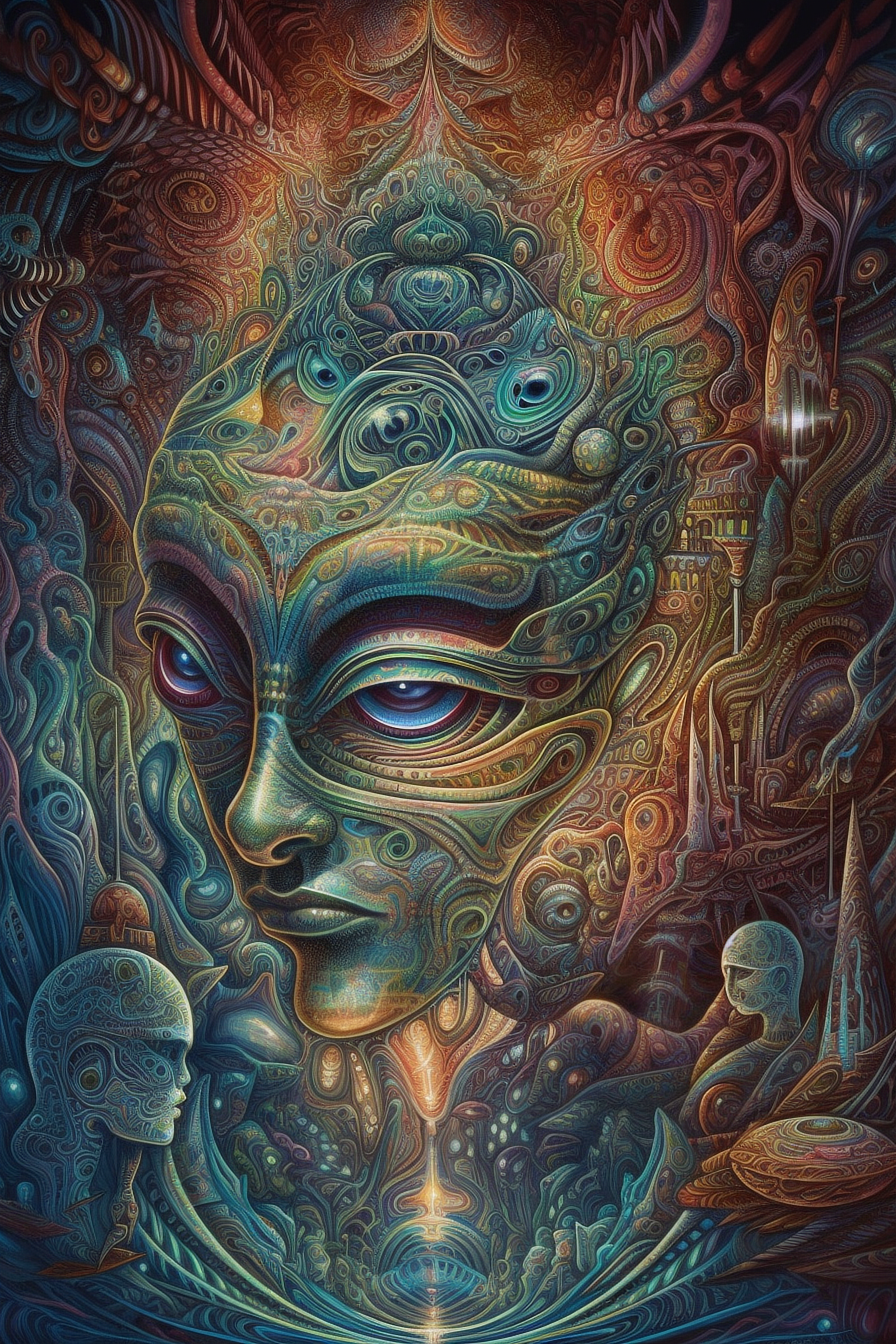 a colorful artwork of a person's face