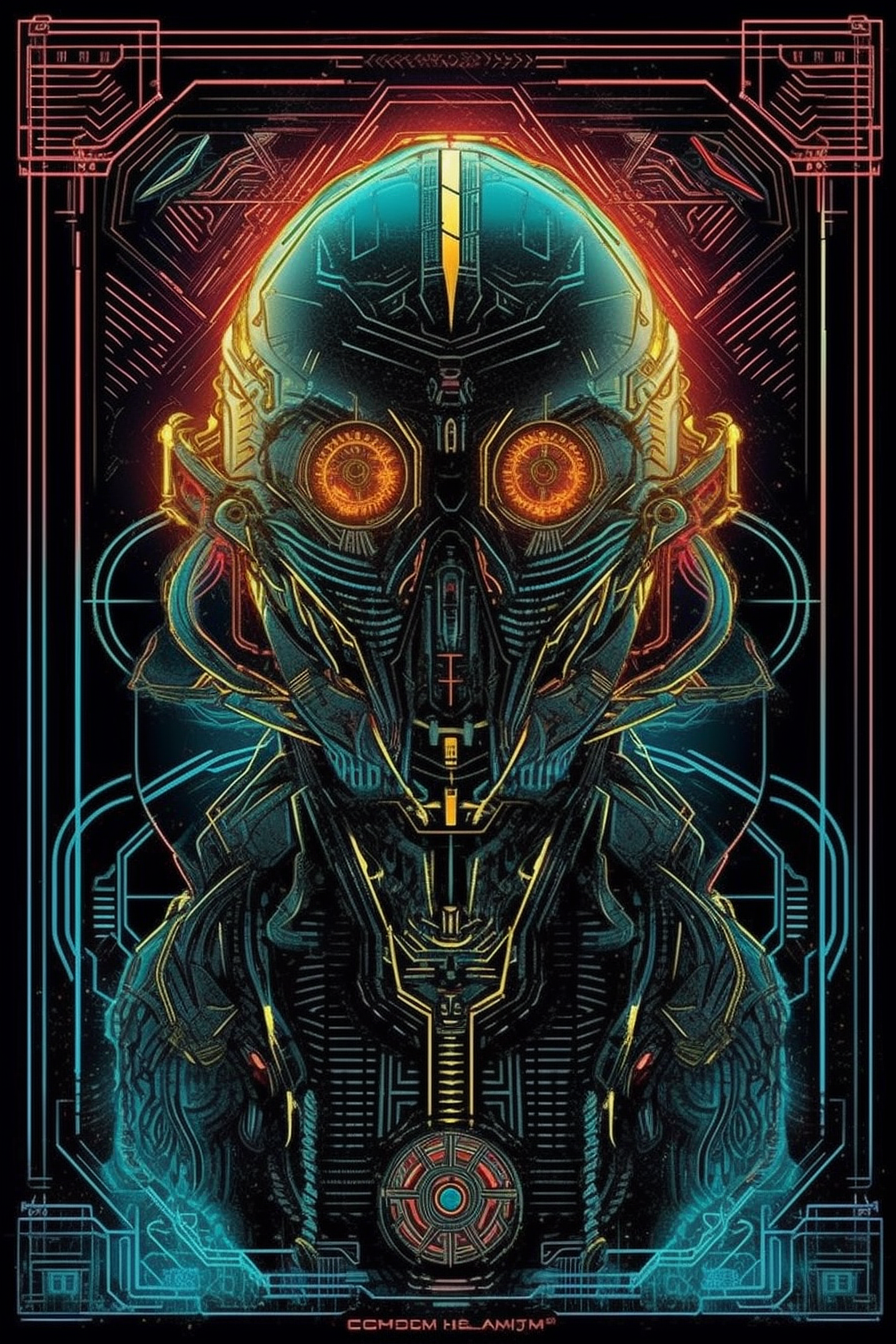 a robot with glowing eyes