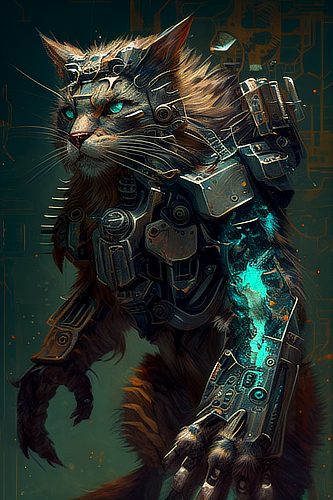 a cat wearing a robot suit