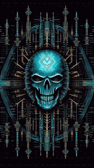 a skull with a blue design