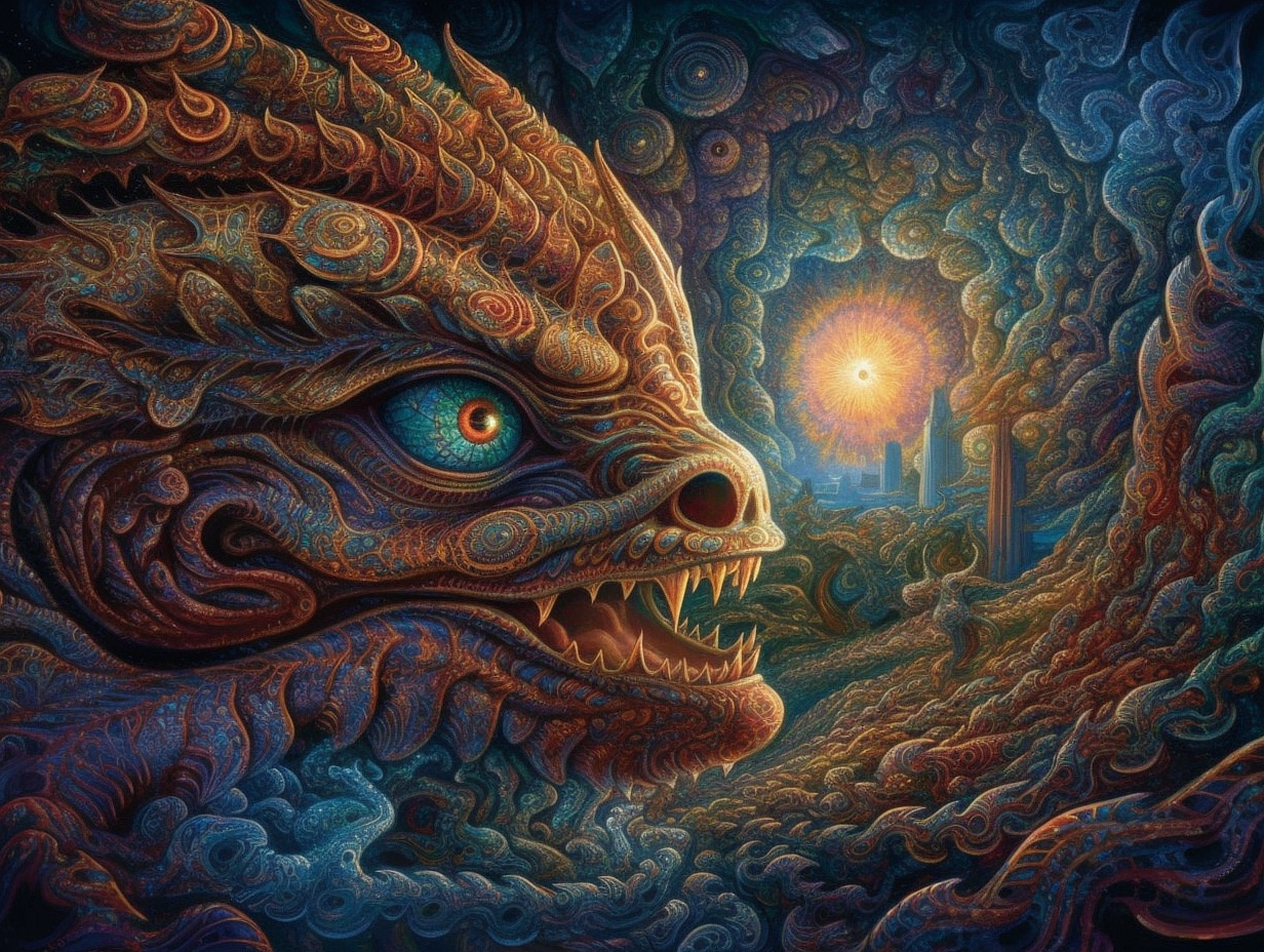 a colorful artwork of a dragon