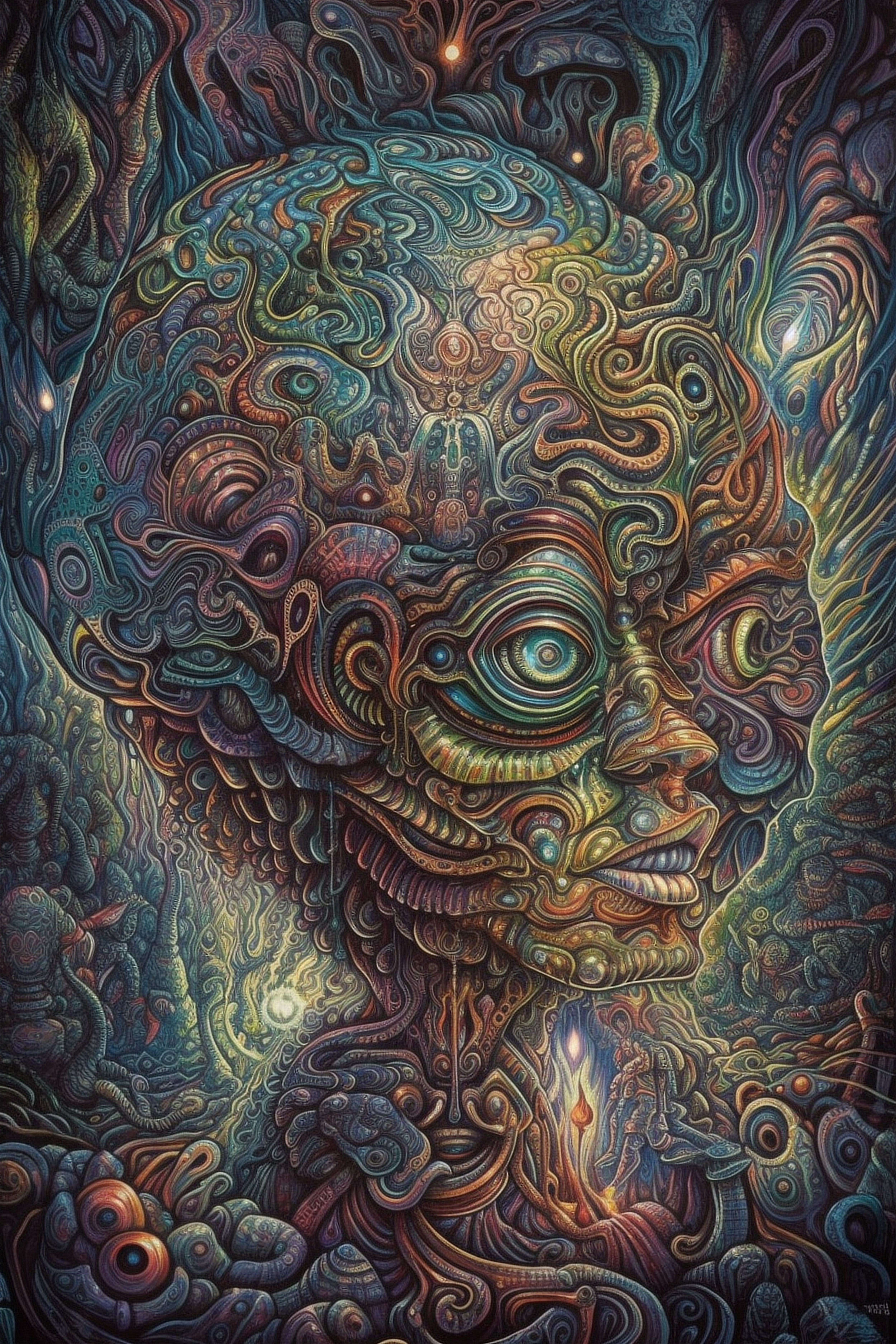 a colorful artwork of a person's face
