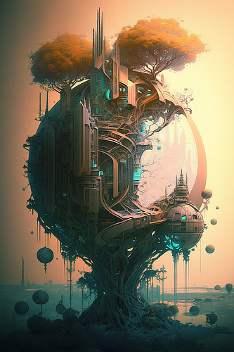 a large round structure with many round objects