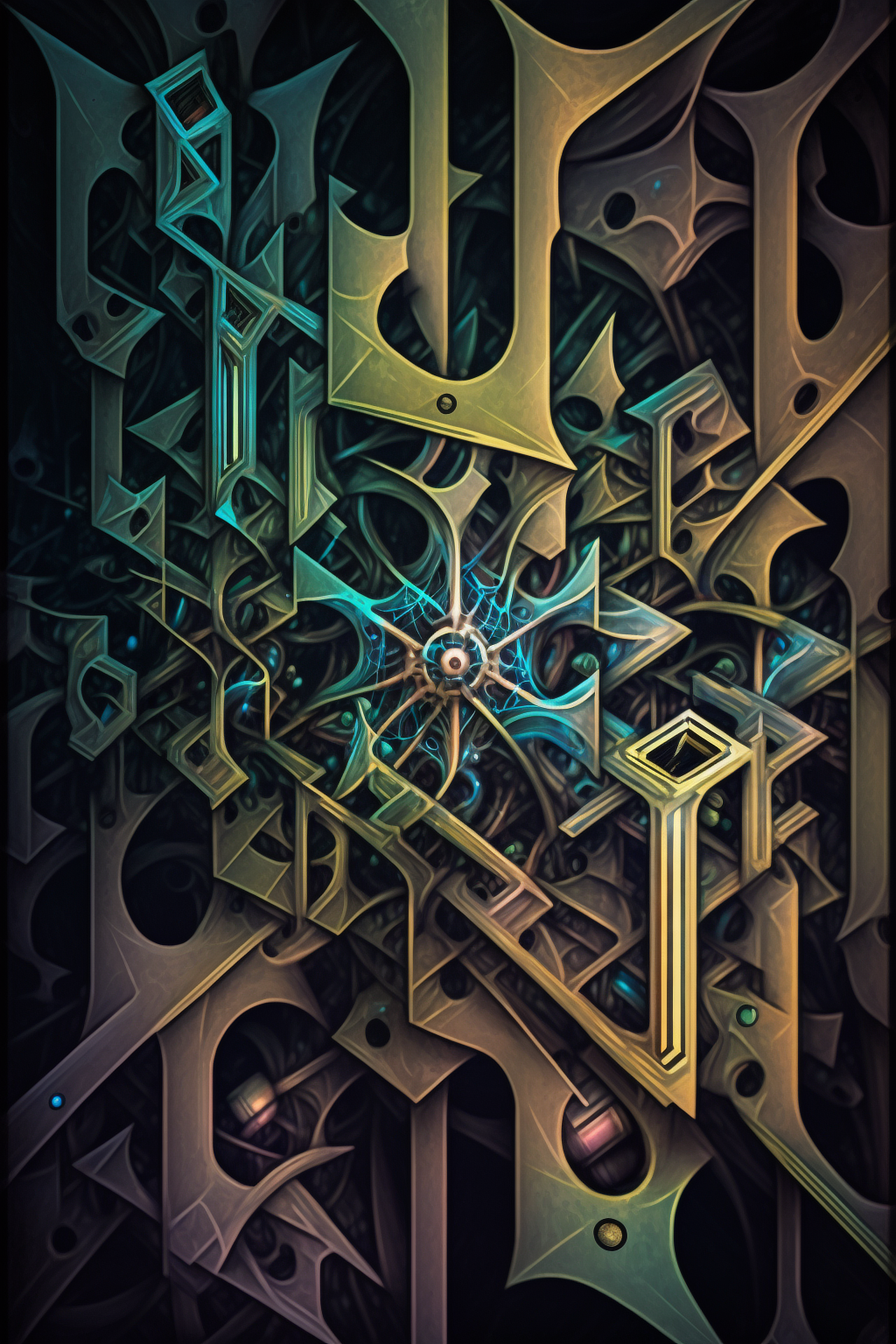 a computer generated artwork of a metal structure