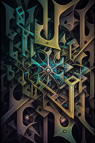 a computer generated artwork of a metal structure