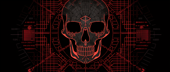 a skull with a red outline