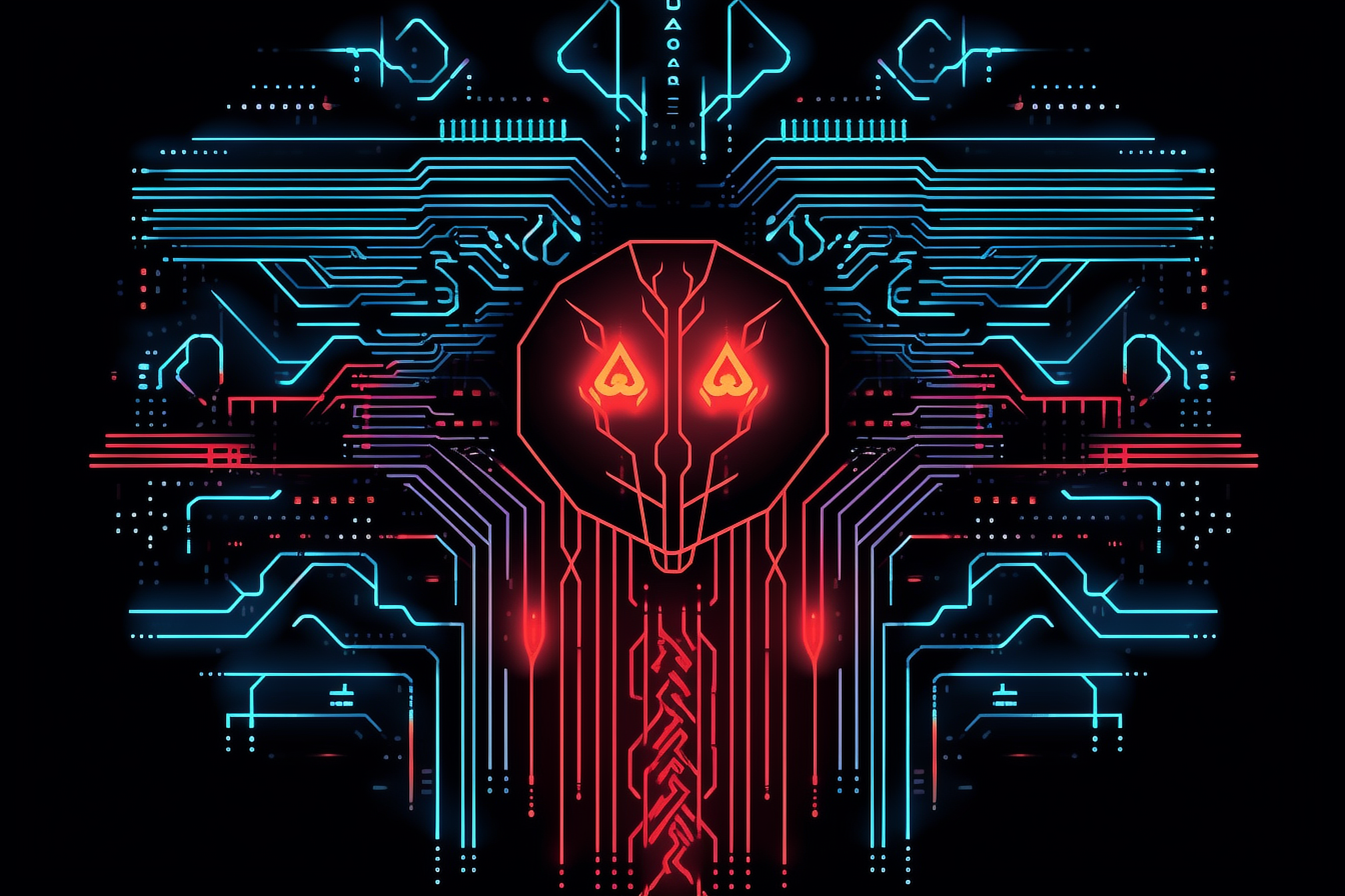 a digital art of a face with lines and lights