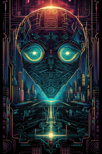 a poster of a robot