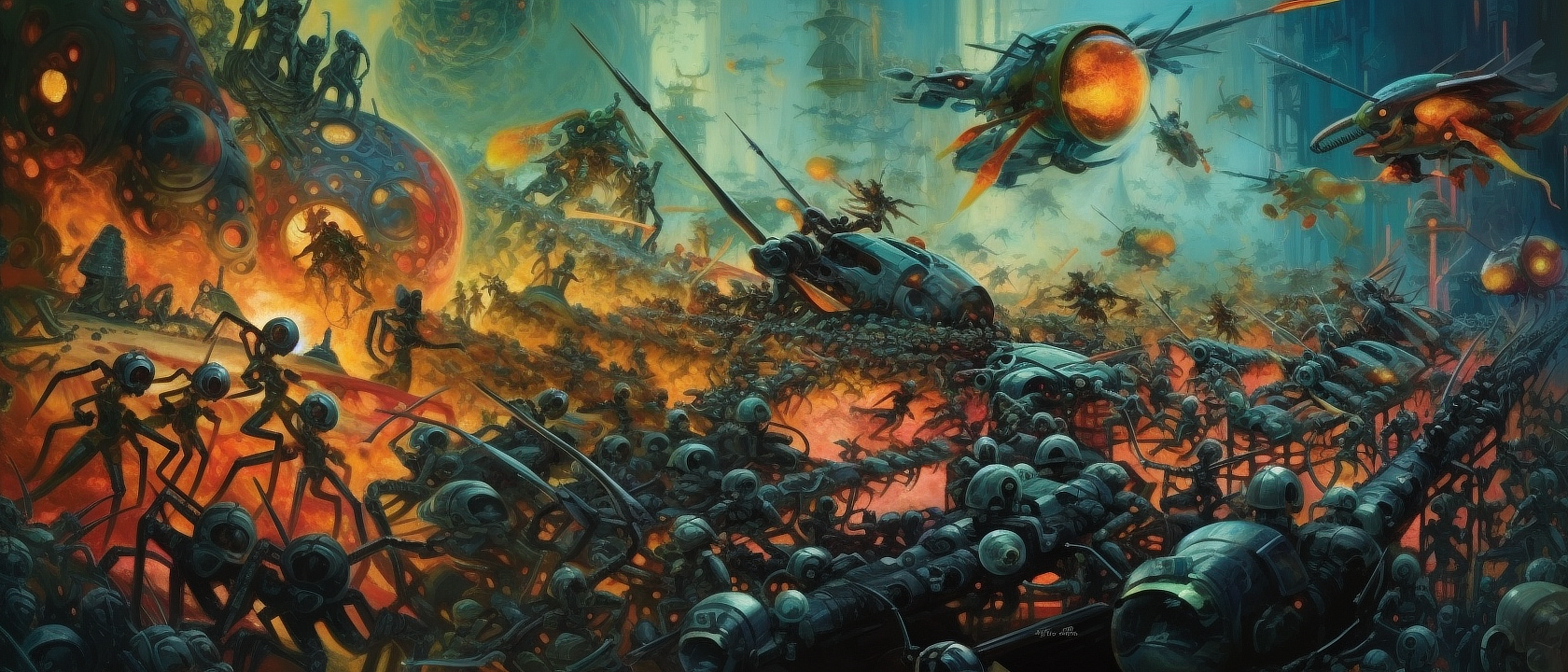 a group of robots and a group of people