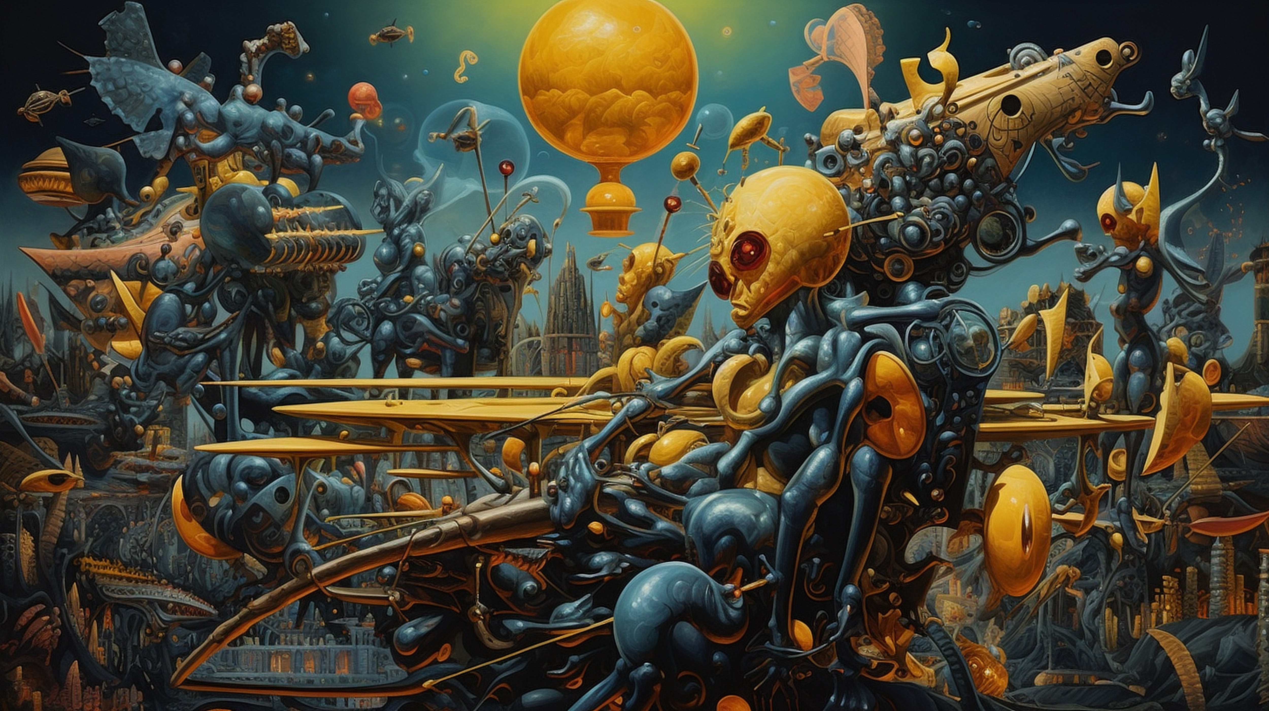 a artwork of a group of people