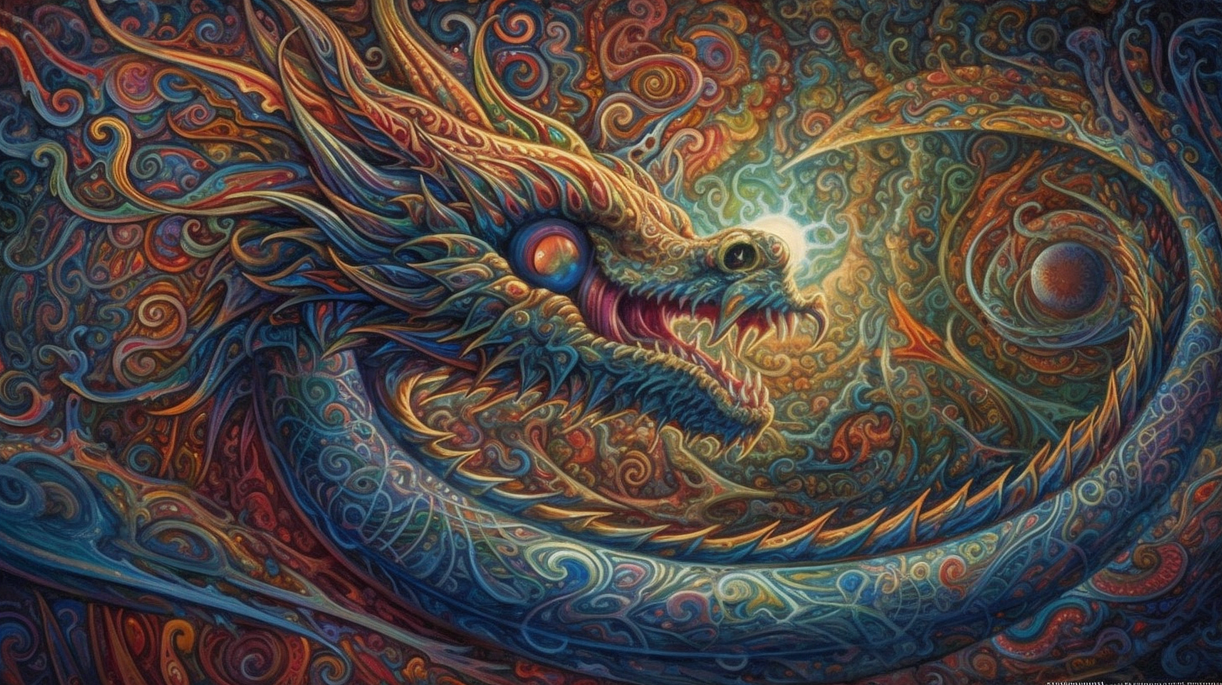 a colorful art of a dragon