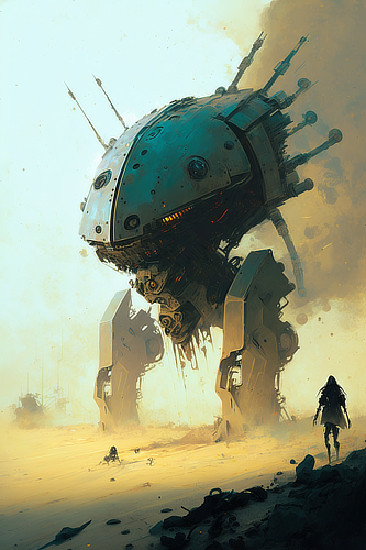 a large robot with a large round structure